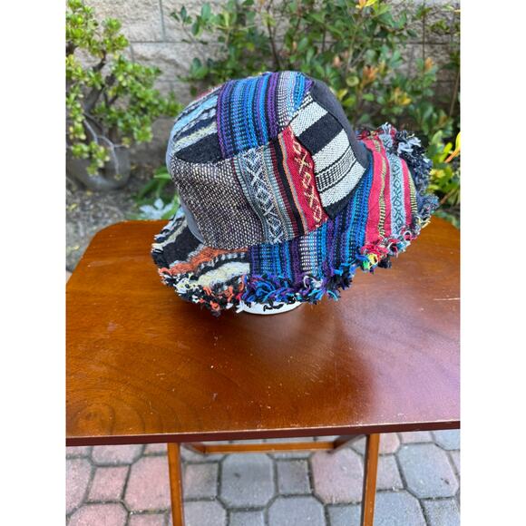 Made in Nepal Handmade Hemp Patchwork BOHO Hippie Hat Womens One Size - Picture 4 of 7